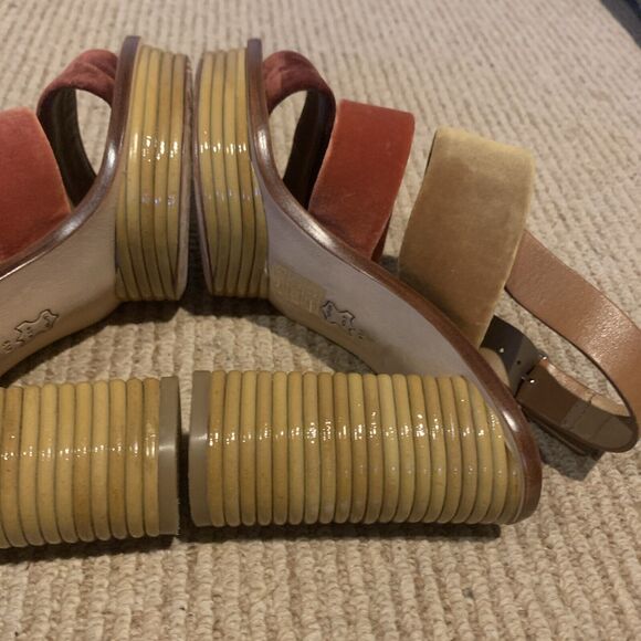 Tory Burch Velvet Color Block Slingback Sandals Size 6M - Picture 7 of 9